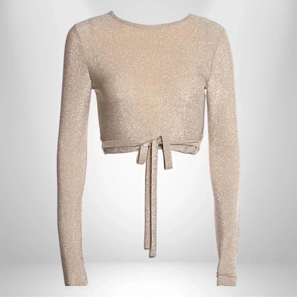 Reformation Jupiter Metallic Cropped Tie Top - Picture 1 of 7